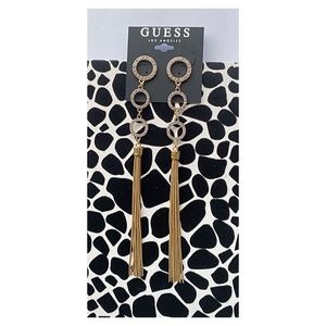 GUESS GOLD TONE TASSEL LINEAR DROPS EARRINGS